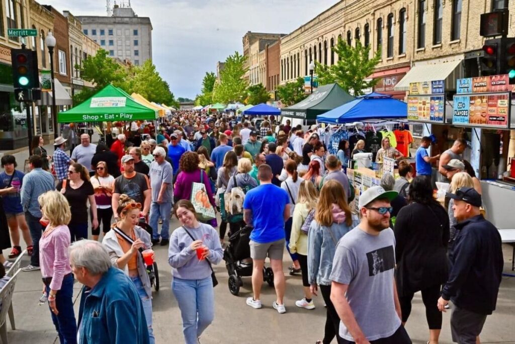 Attendees enjoy the Downtown Oshkosh Farmers Market